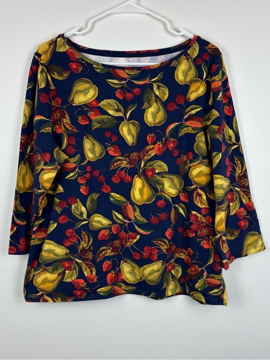 Talbots Tops - Talbots XL Painted Fruit Bauteau Neck T-Shirt Top 95% Cotton Naturecore Preppy